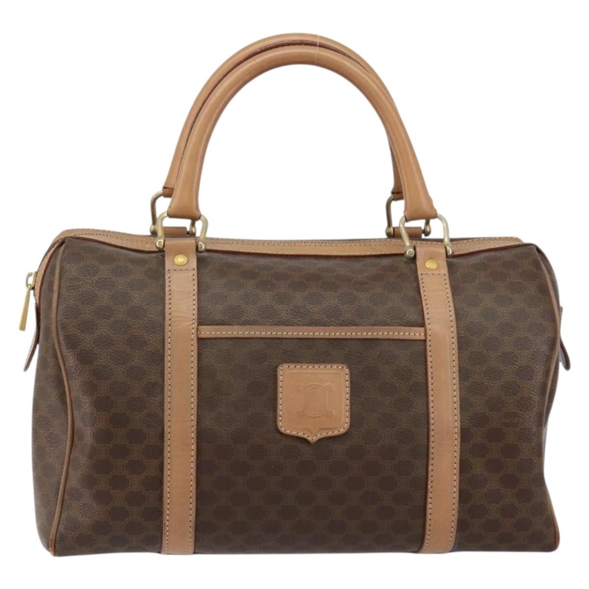 Celine Vintage Macadam Boston Bag Canvas Brown Canvas Travel Bag Bag (Pre-Owned)