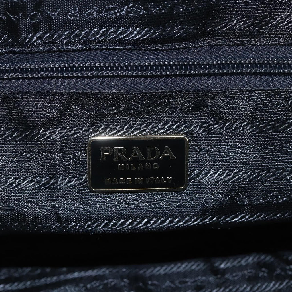 Prada Vintage Chain Handbag Tessuto Brown Nylon Handbag (Pre-Owned)