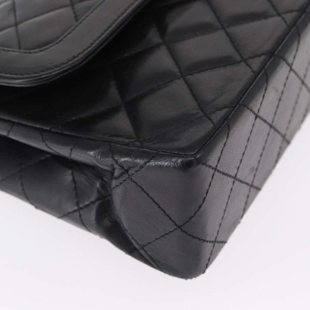 Chanel Vintage Two Tone Cc Flap Bag Quilted Lambskin Black Leather Shoulder Bag Bag (Pre-Owned)