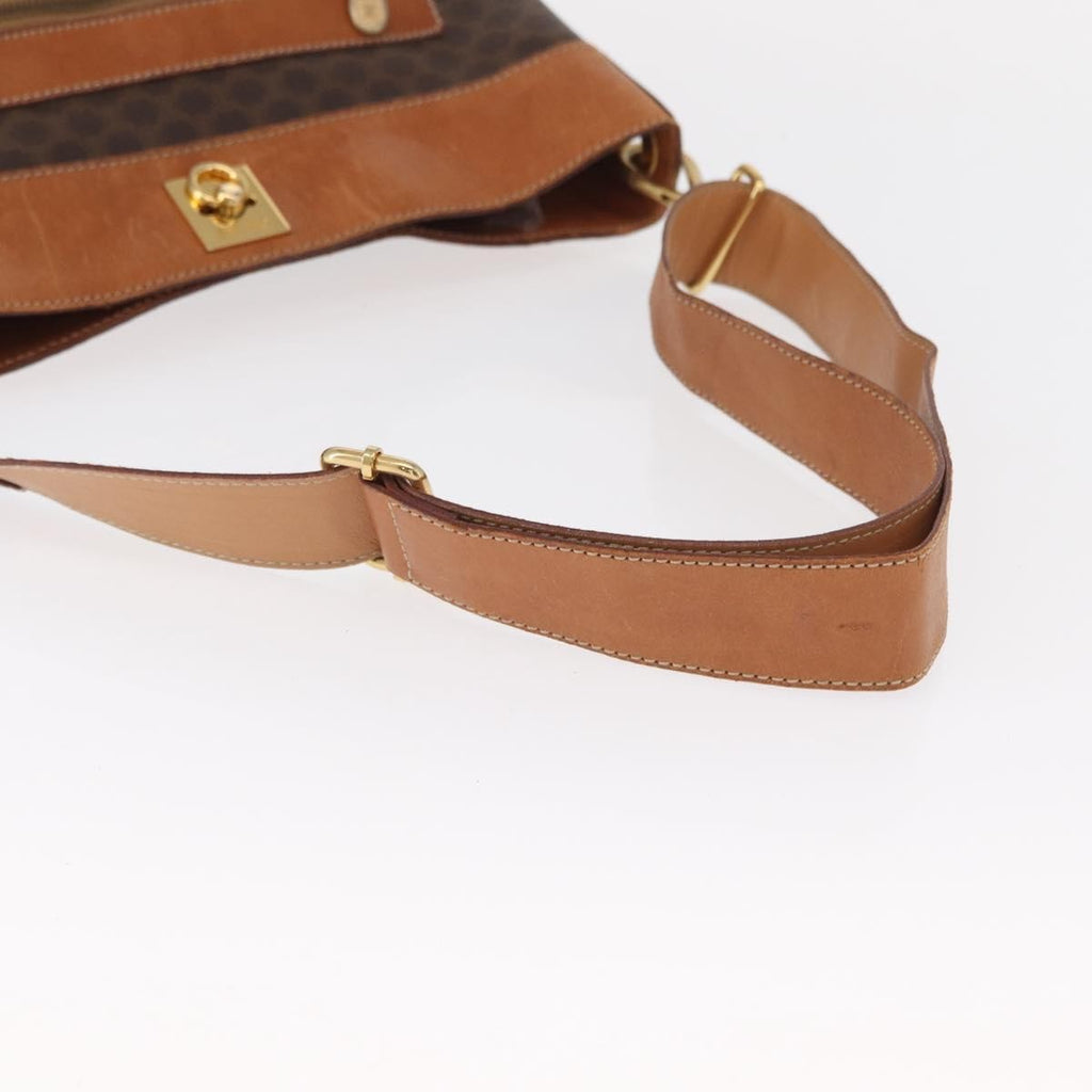 Celine Vintage Macadam Shoulder Bag Canvas And Leather Brown Canvas Shoulder Bag Bag (Pre-Owned)