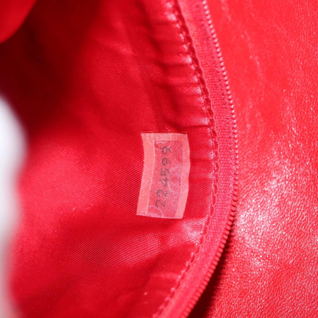 Chanel Camellia Rounded Clutch Satin And Leather Red Leather Shoulder Bag Bag (Pre-Owned)