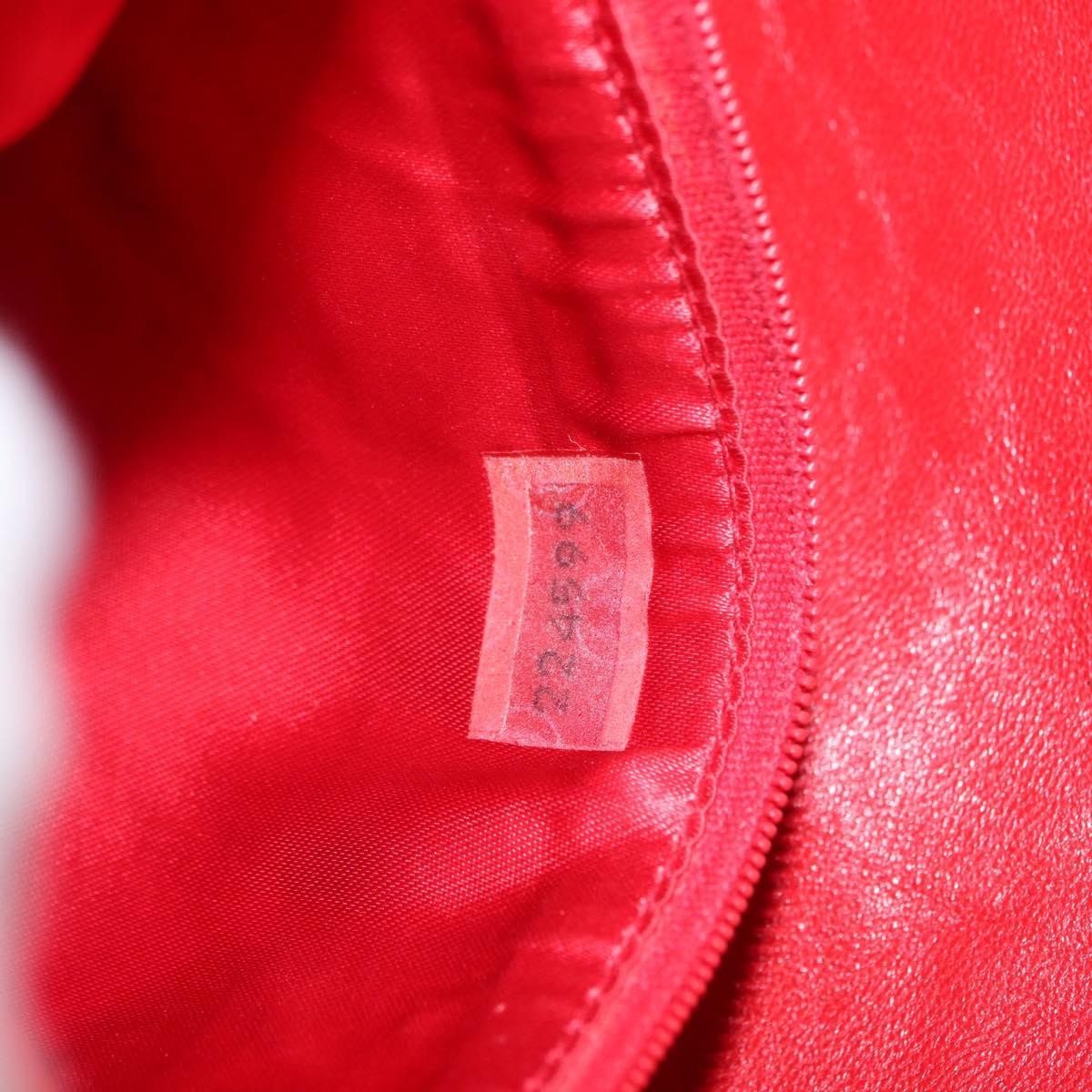 Chanel Camellia Rounded Clutch Satin And Leather Red Leather Shoulder Bag Bag (Pre-Owned)