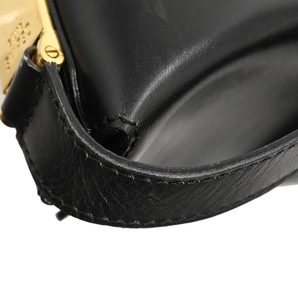 Celine Vintage Shoulder Bag Leather Black Leather Shoulder Bag Bag (Pre-Owned)