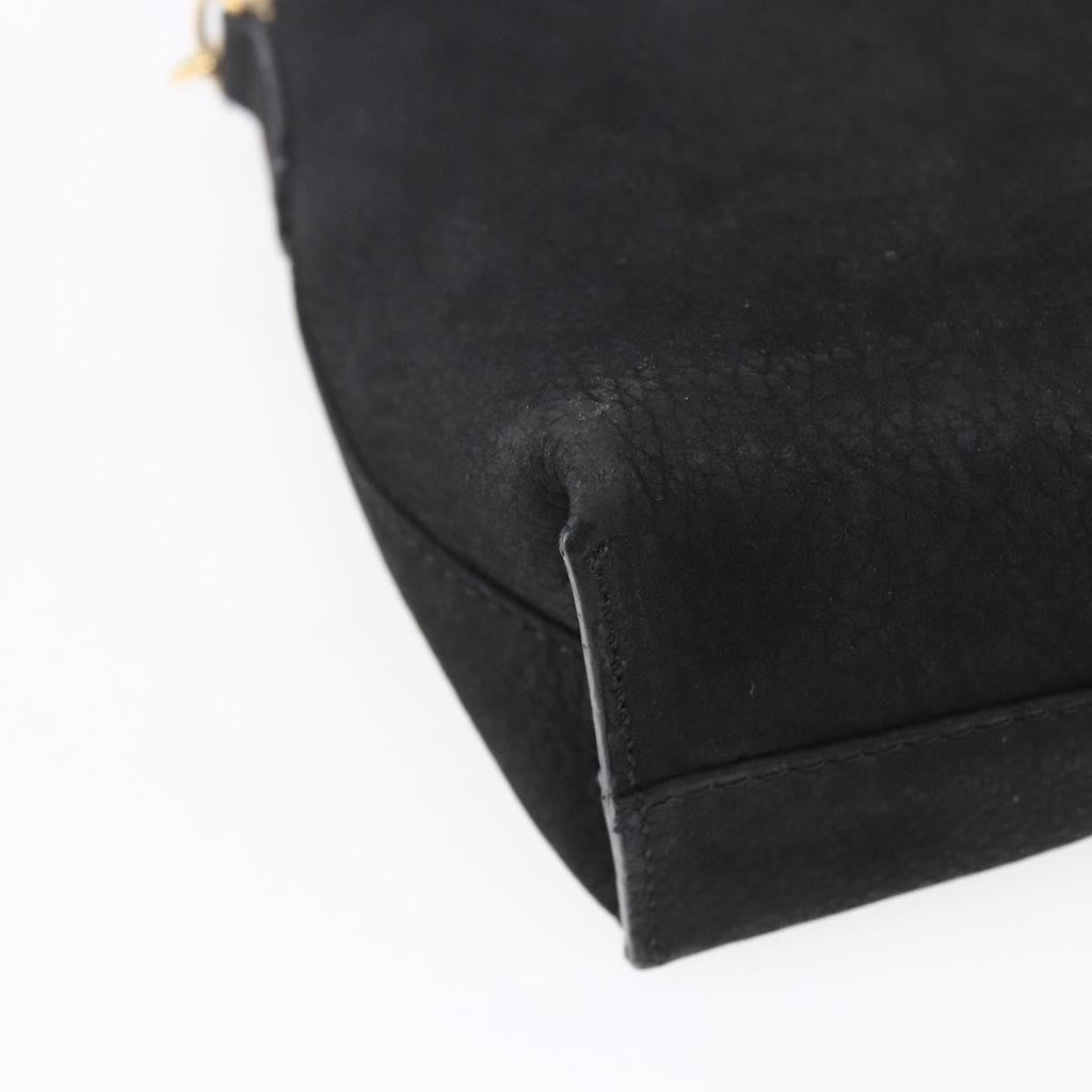 Celine Circle Logo Shoulder Bag Leather Black Leather Shoulder Bag Bag (Pre-Owned)