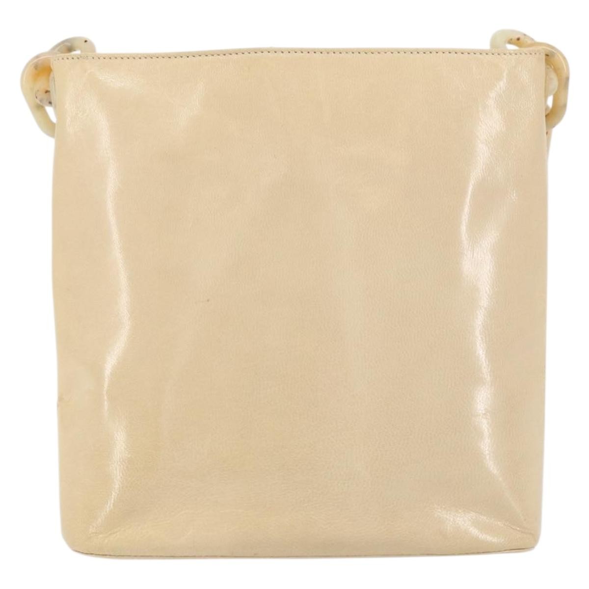Prada Vintage Shoulder Bag Leather Beige Leather Shoulder Bag Bag (Pre-Owned)