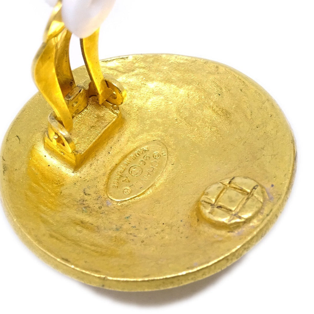 Chanel Vintage Round Cc Clip-On Earrings Metal Gold Gold_Plated Earrings Jewelry (Pre-Owned)