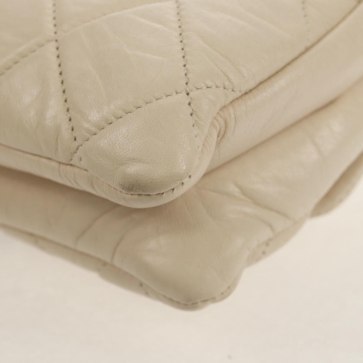 Chanel Padded Envelope Flap Bag Quilted Aged Calfskin White Leather Shoulder Bag Bag (Pre-Owned)