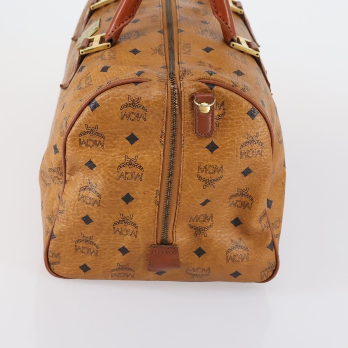 MCM Vicetos Travel Bag Logogram Boston Brown Canvas Travel Bag Bag (Pre-Owned)