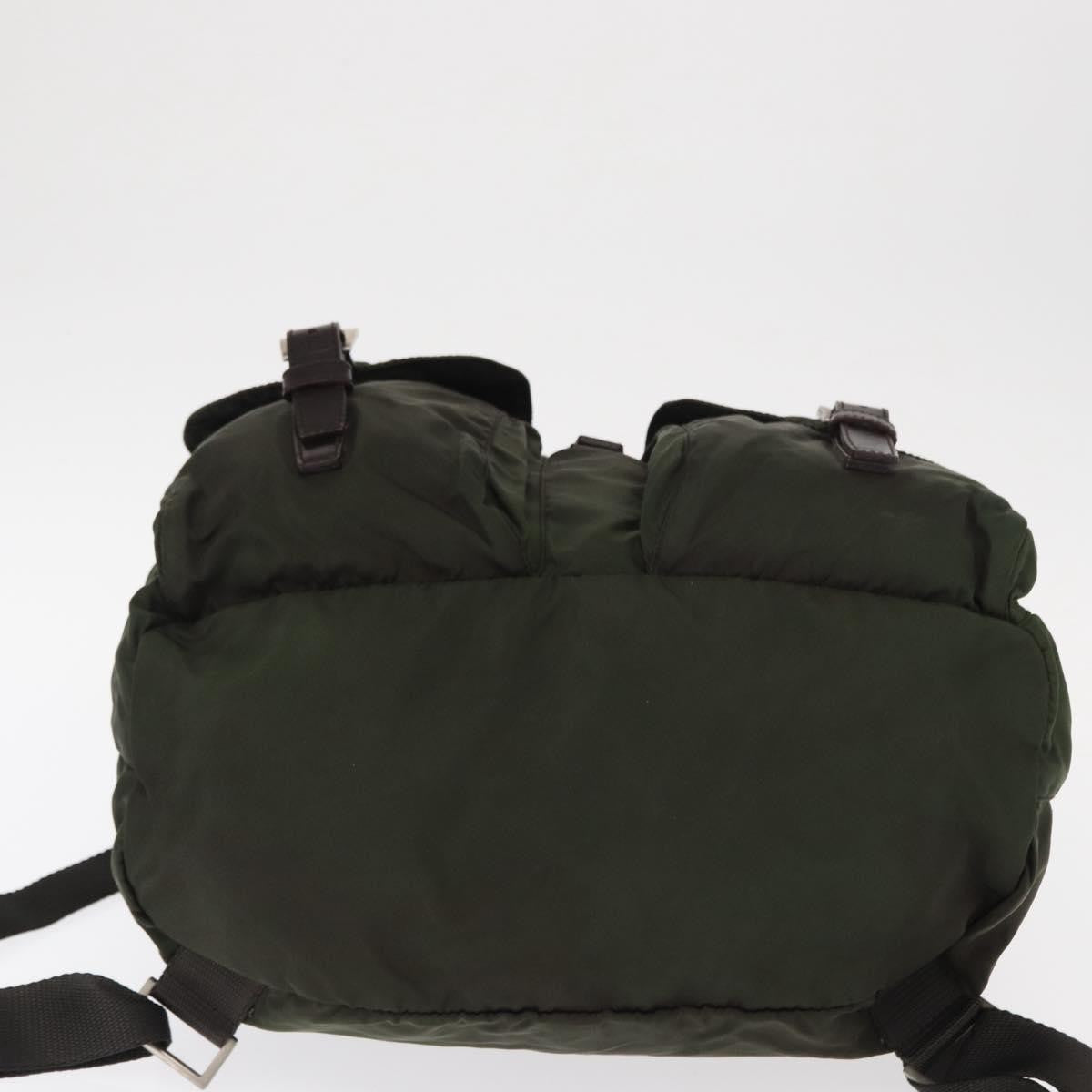 Prada Double Front Pocket Backpack Tessuto Khaki Nylon Backpack Bag (Pre-Owned)