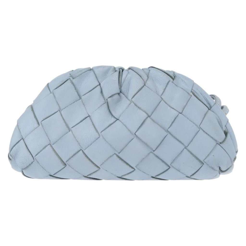 Bottega Veneta The Pouch Intrecciato Nappa Blue Leather Clutche & Pouche Bag (Pre-Owned)