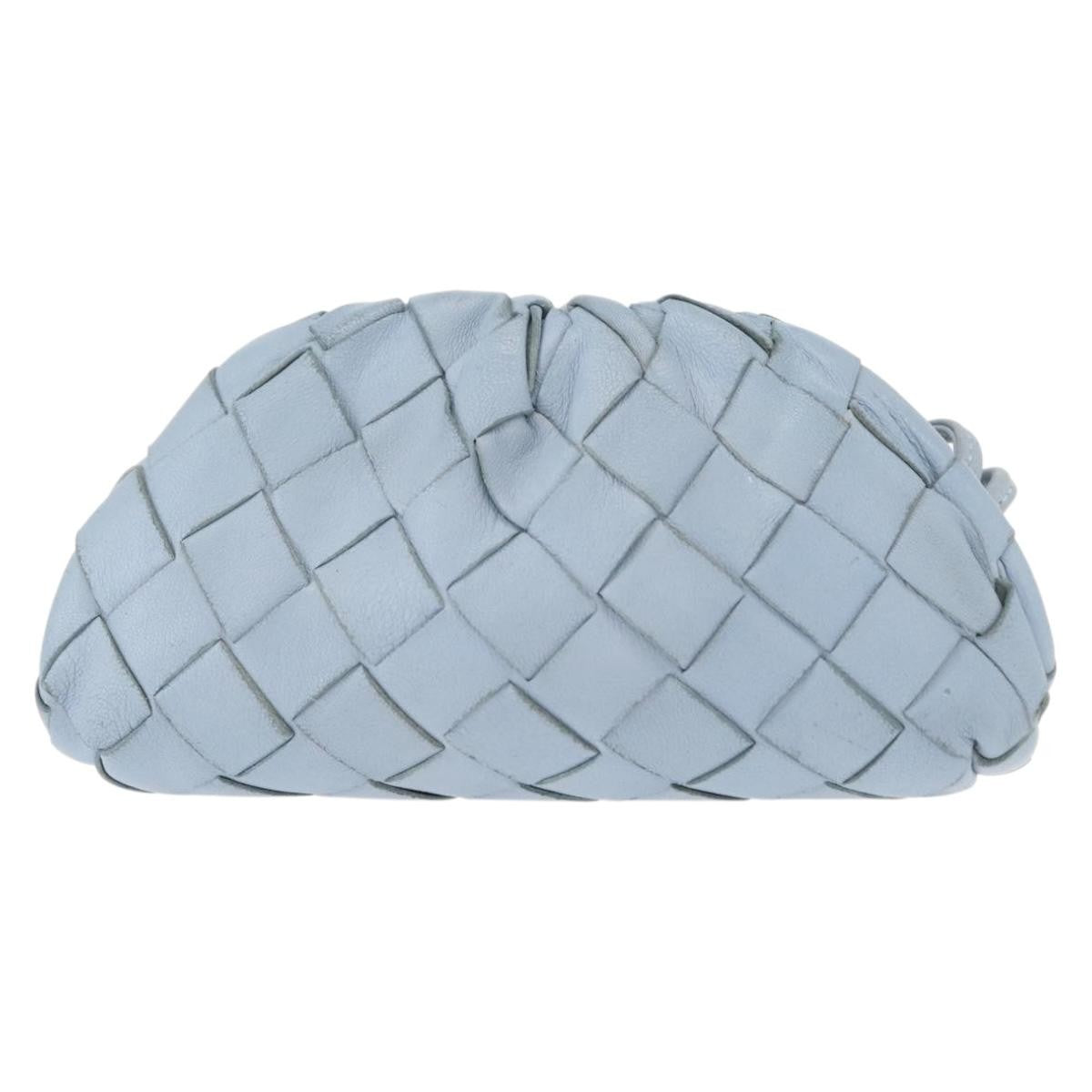 Bottega Veneta The Pouch Intrecciato Nappa Blue Leather Clutche & Pouche Bag (Pre-Owned)