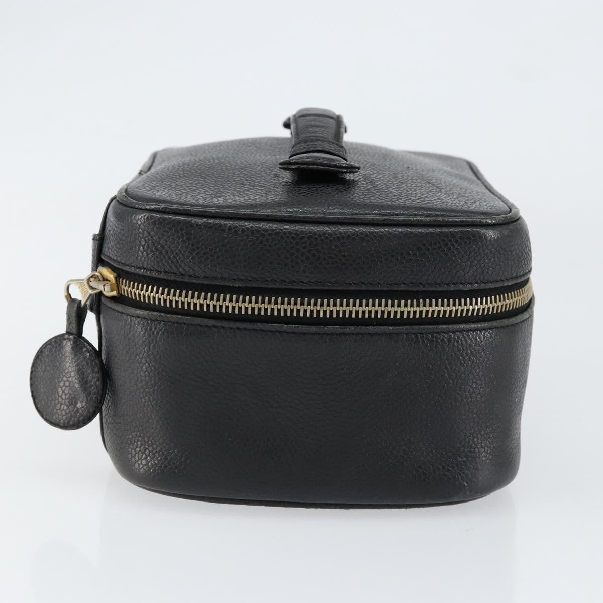 Chanel Vintage Cosmetic Case Leather Black Leather Clutche & Pouche Bag (Pre-Owned)