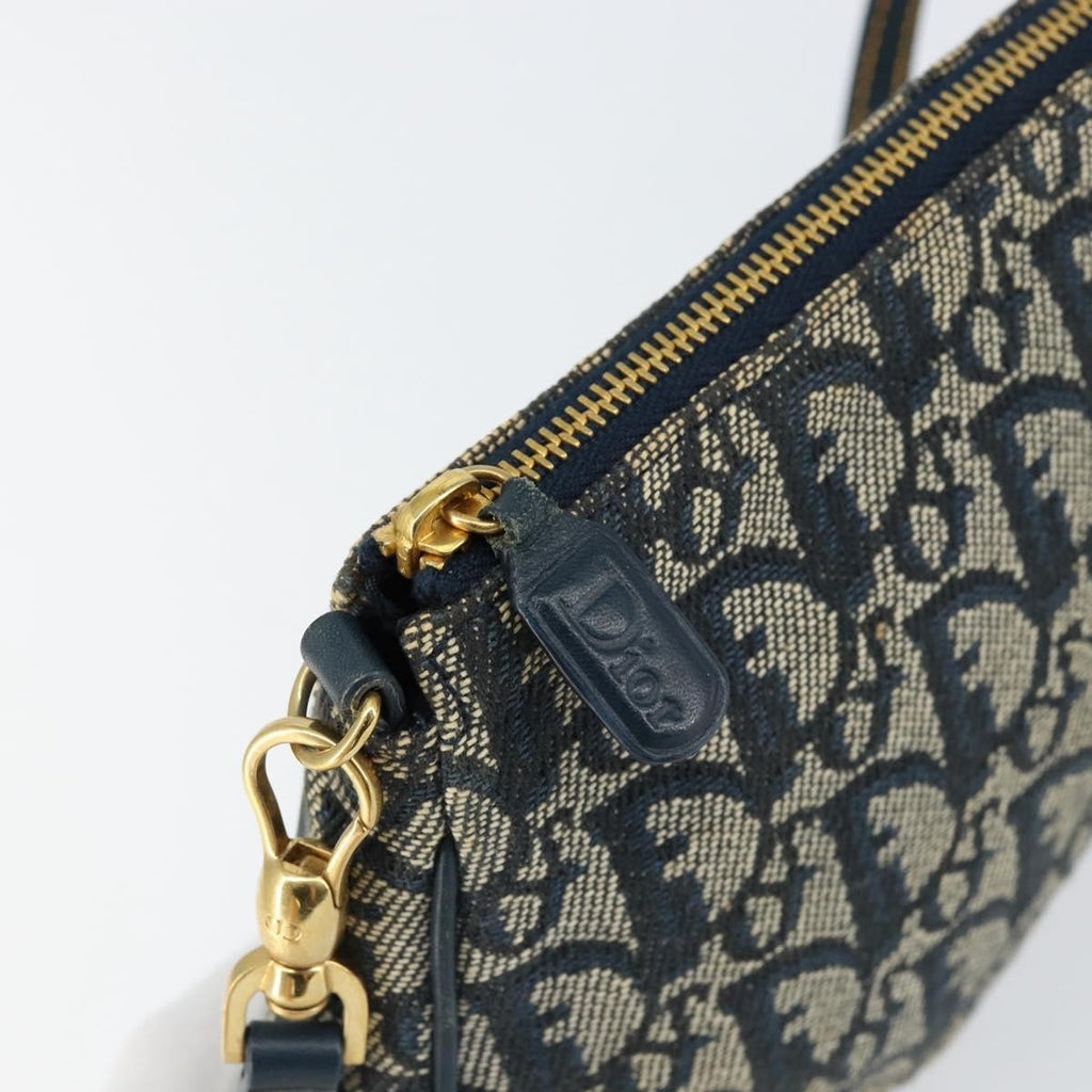 Christian Dior Vintage Saddle Bag Diorissimo Canvas Navy Canvas Clutche & Pouche Bag (Pre-Owned)