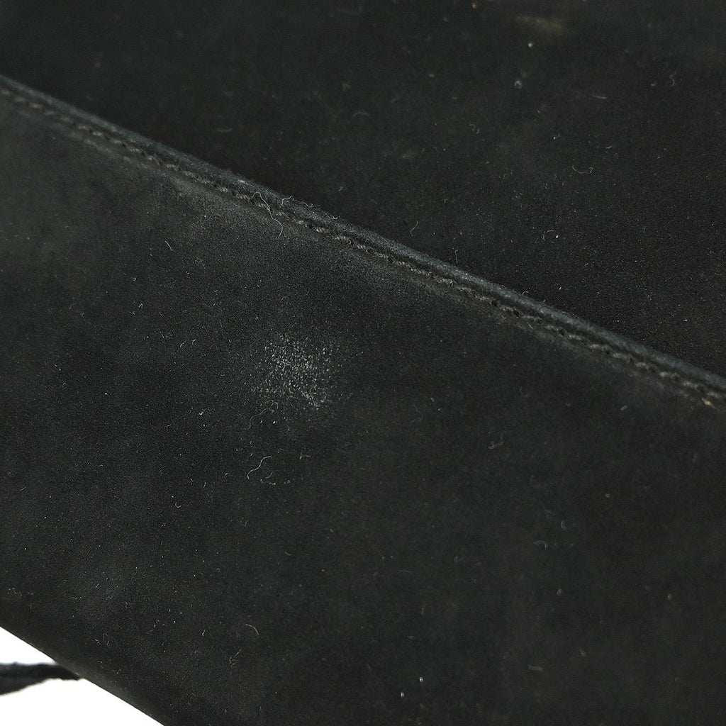 Salvatore Ferragamo Vintage Vara Bow Handle Shoulder Bag Suede Black Suede Handbag (Pre-Owned)