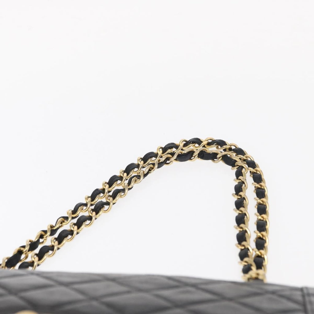 Chanel Vintage Two Tone Cc Flap Bag Quilted Lambskin Black Leather Shoulder Bag Bag (Pre-Owned)