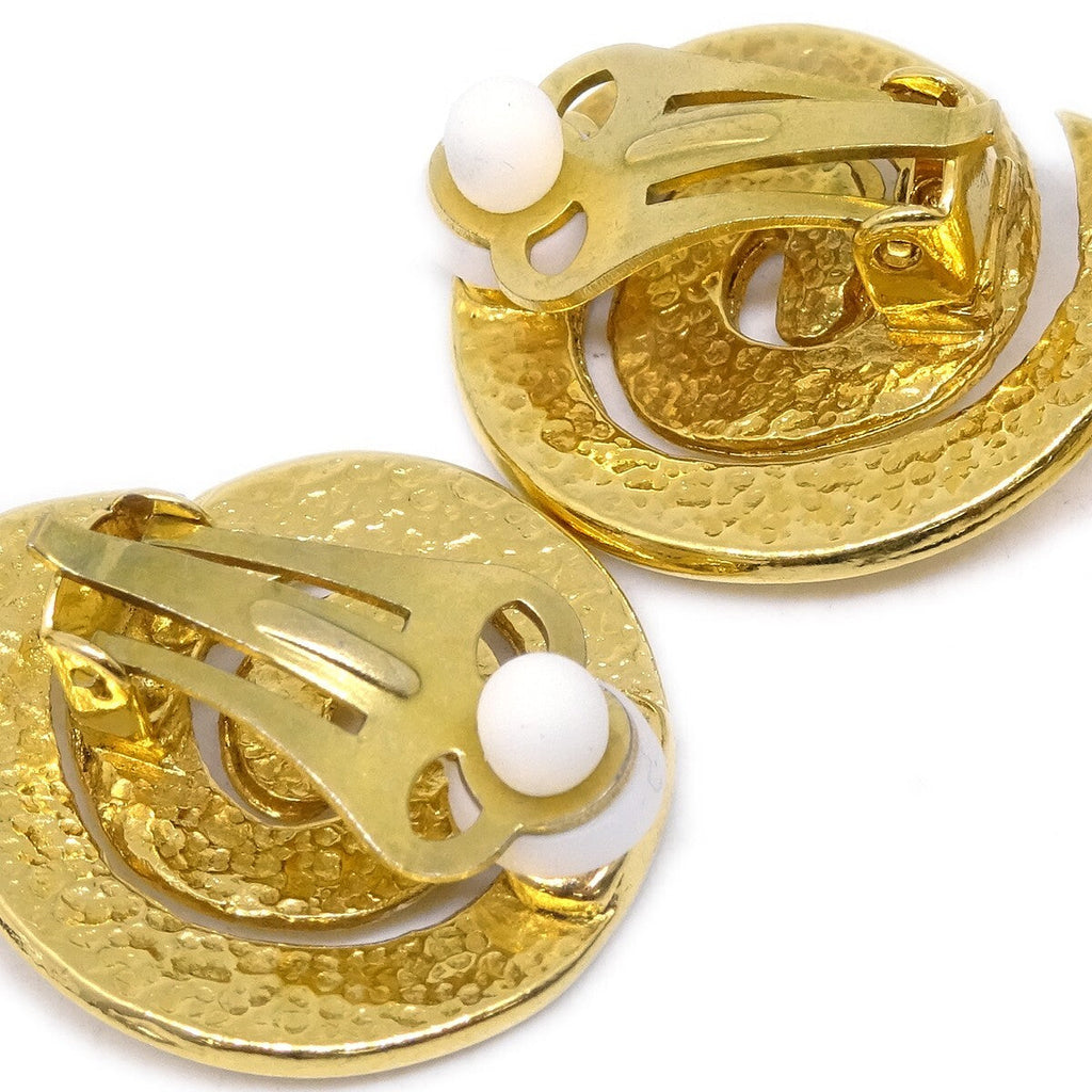 Chanel Vintage Cc Flower Cutout Round Clip-On Earrings Metal Gold Gold_Plated Earrings Jewelry (Pre-Owned)