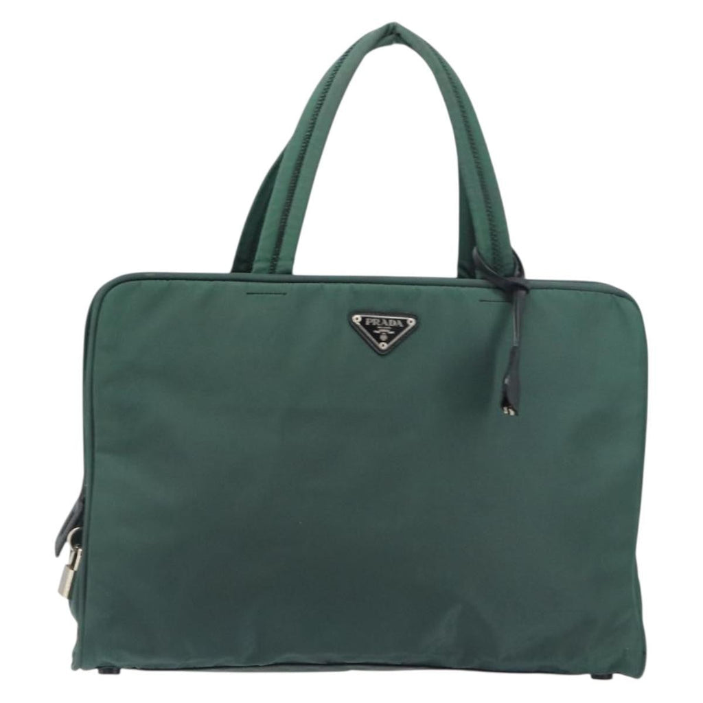 Prada Vintage Handbag Tessuto Khaki Nylon Handbag (Pre-Owned)