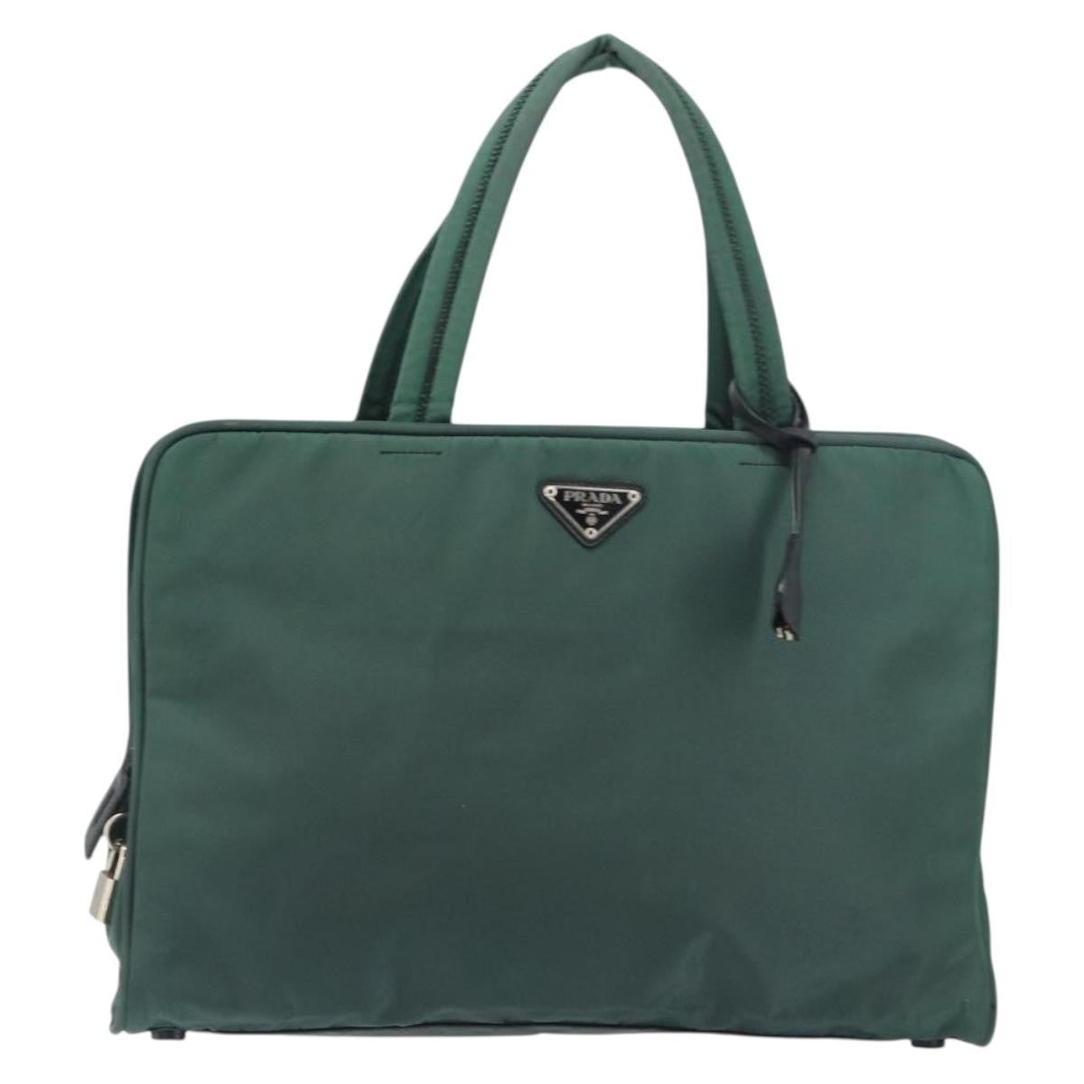 Prada Vintage Handbag Tessuto Khaki Nylon Handbag (Pre-Owned)