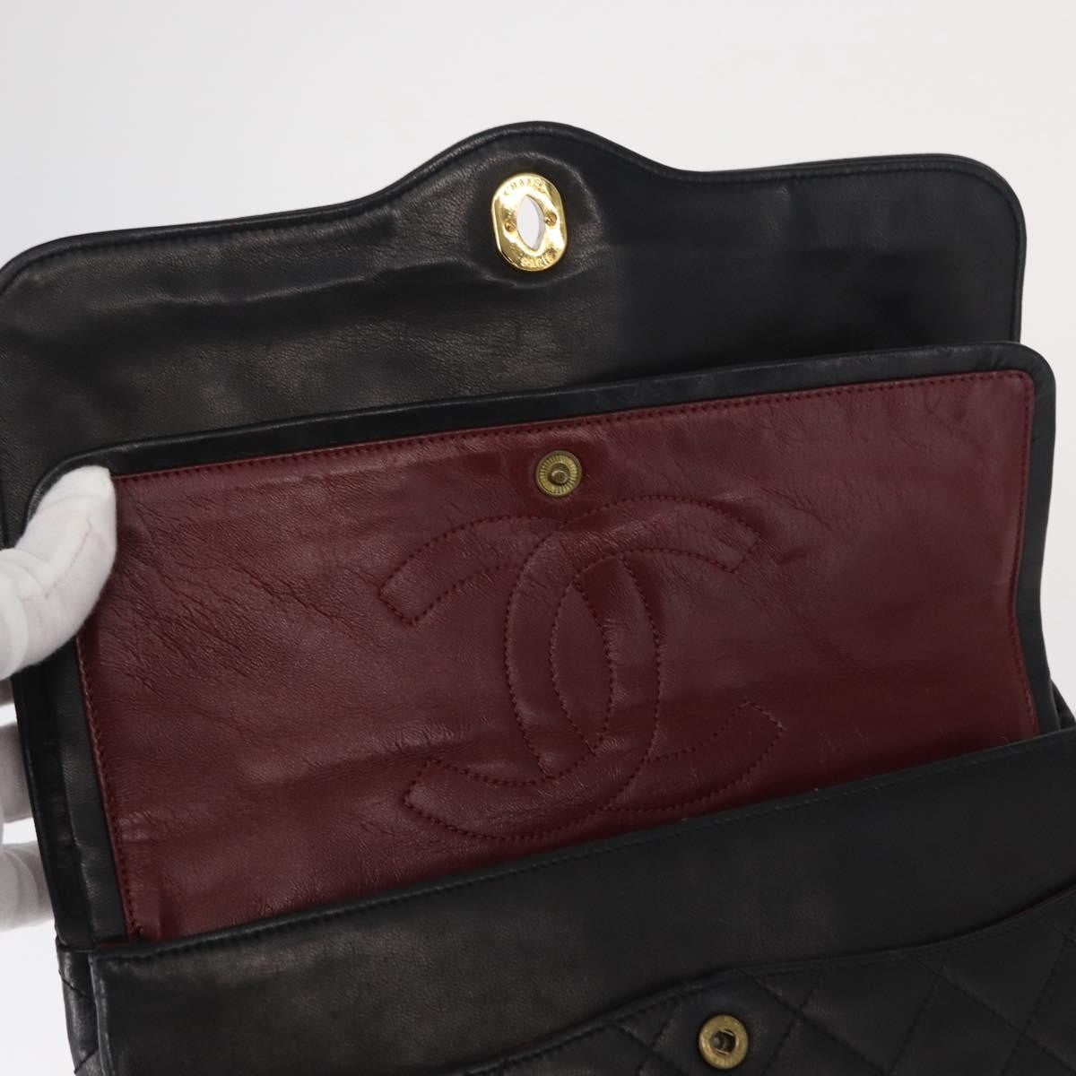 Chanel Vintage Two Tone Cc Flap Bag Quilted Lambskin Black Leather Shoulder Bag Bag (Pre-Owned)