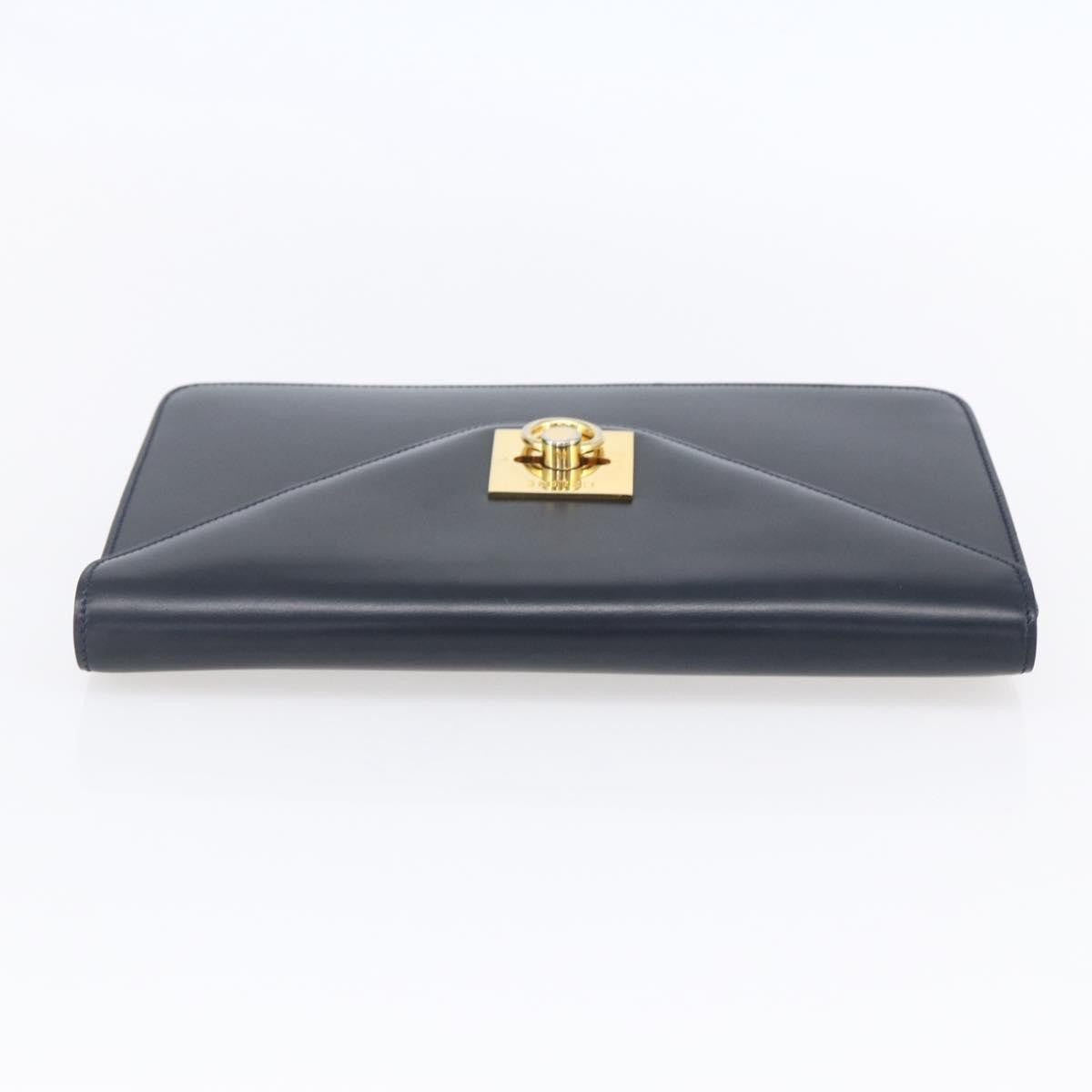 Celine Clutch Bag Leather Navy Leather Clutche & Pouche Bag (Pre-Owned)