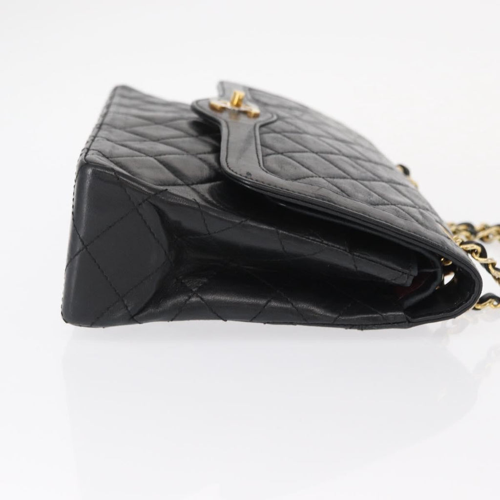 Chanel Vintage Two Tone Cc Flap Bag Quilted Lambskin Black Leather Shoulder Bag Bag (Pre-Owned)