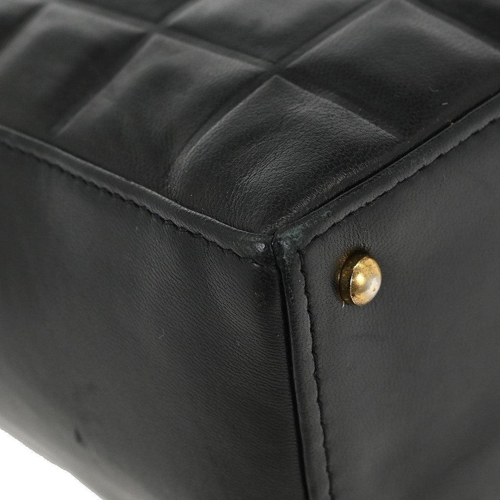Chanel Chocolate Bar Cc Tote Quilted Leather Black Leather Tote Bag Bag (Pre-Owned)