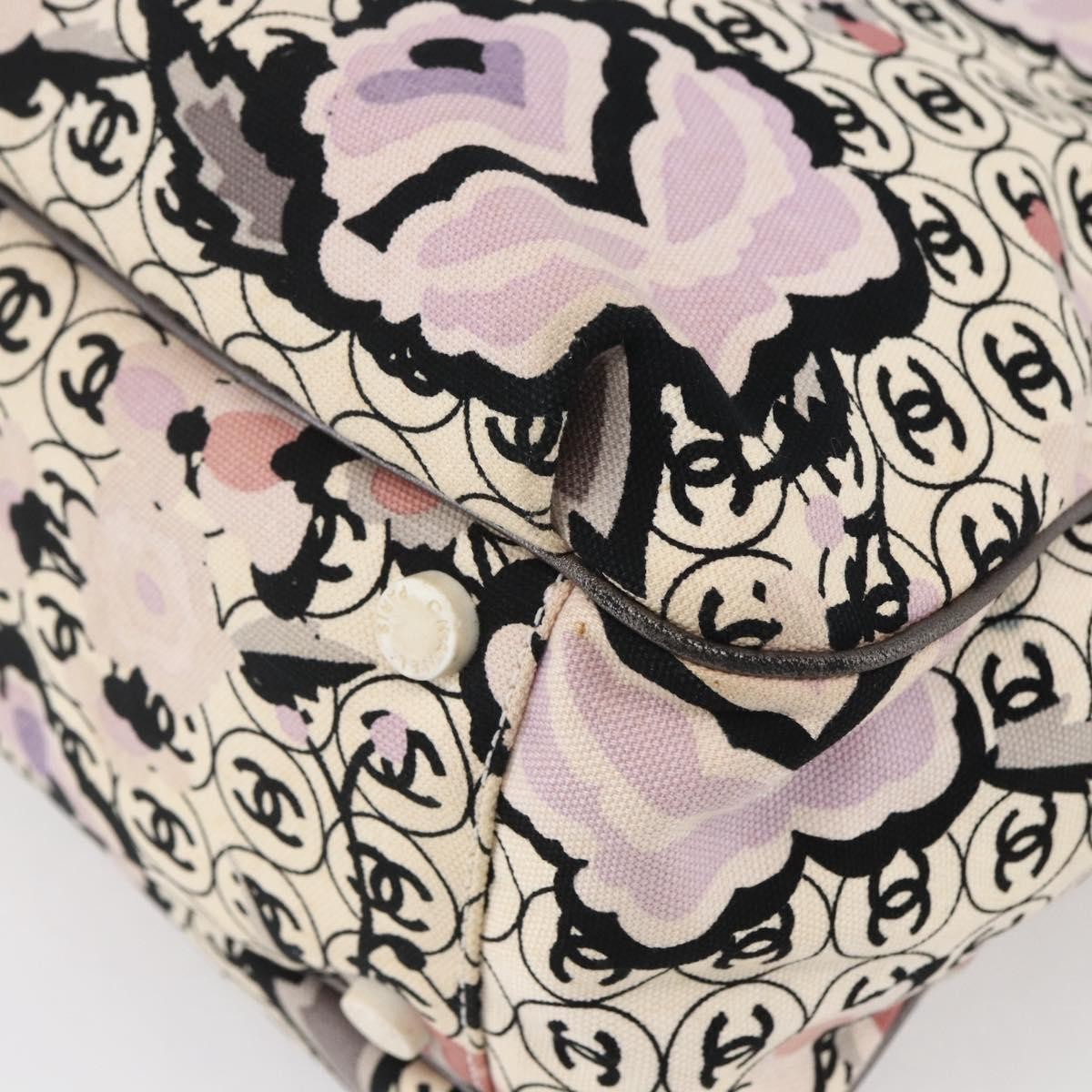Chanel Vintage Floral Tote Canvas Beige Canvas Tote Bag Bag (Pre-Owned)