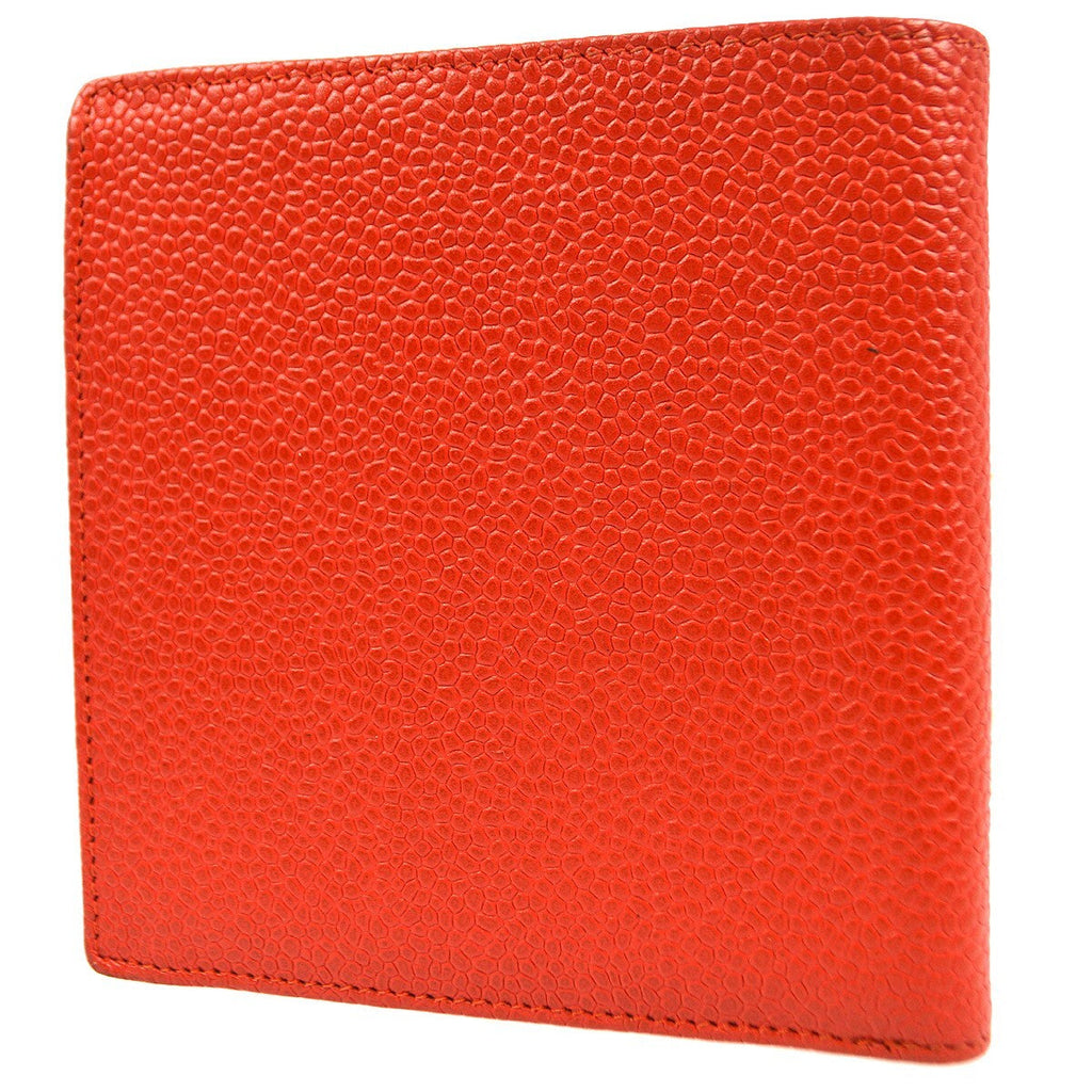 Chanel Vintage Timeless Cc Bifold Wallet Caviar Red Leather Wallets Accessory (Pre-Owned)