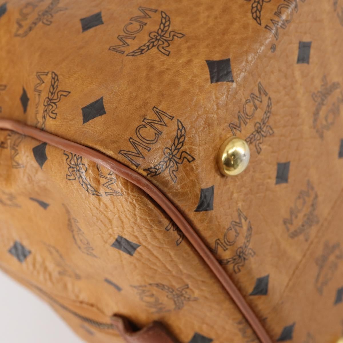 MCM Vicetos Travel Bag Logogram Boston Brown Canvas Travel Bag Bag (Pre-Owned)