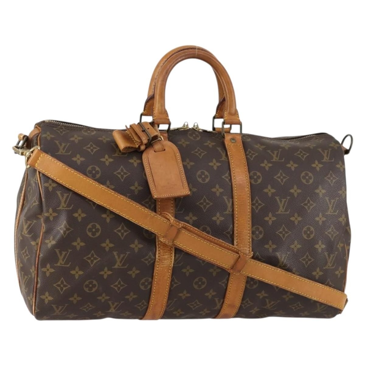 Louis Vuitton Keepall Bandouliere Bag Monogram Canvas Brown Canvas Travel Bag Bag (Pre-Owned)