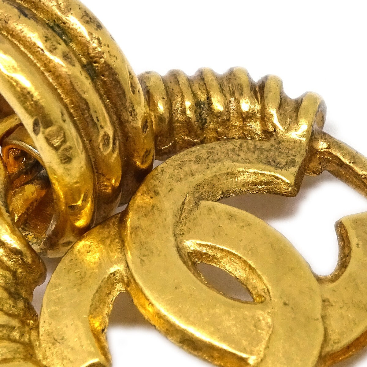 Chanel Vintage Cc Earrings Metal Gold Gold_Plated Earrings Jewelry (Pre-Owned)