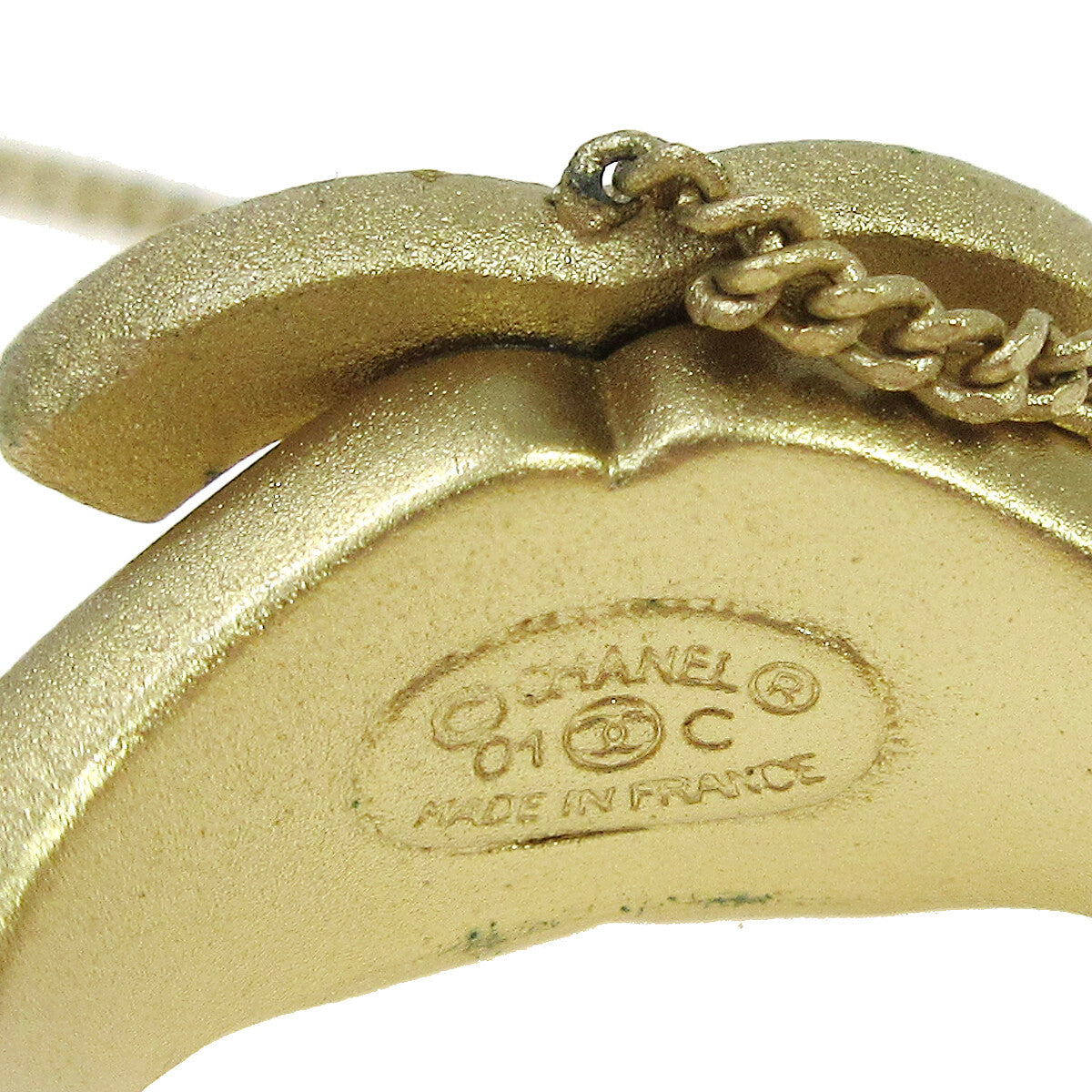 Chanel Logo Cuff With Cc Ring Metal With Crystal Gold Gold Bracelet Jewelry (Pre-Owned)