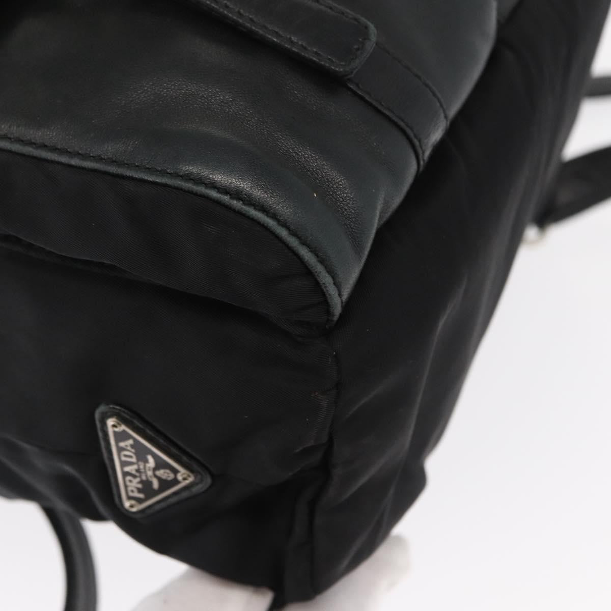 Prada Vela Double Front Pocket Backpack Tessuto With Saffiano Leather Black Nylon Backpack Bag (Pre-Owned)