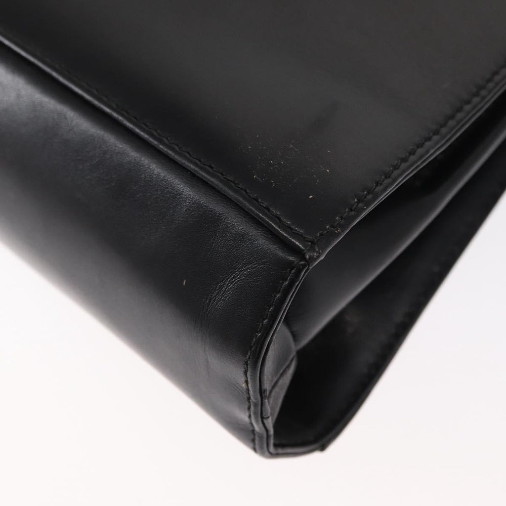 Salvatore Ferragamo Gancini Convertible Top Handle Bag Leather Black Leather Handbag (Pre-Owned)