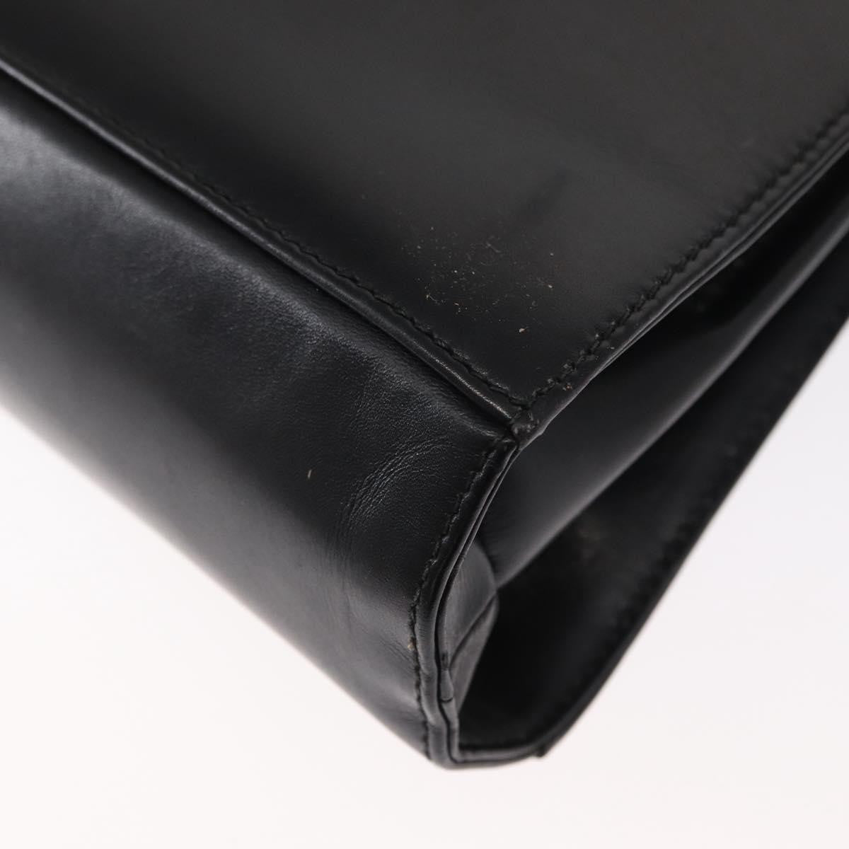 Salvatore Ferragamo Gancini Convertible Top Handle Bag Leather Black Leather Handbag (Pre-Owned)