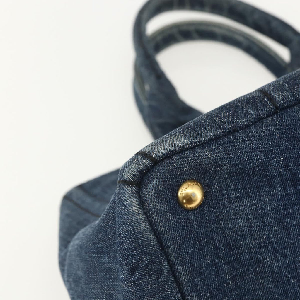 Prada Canapa Tote Denim Blue Canvas Tote Bag Bag (Pre-Owned)