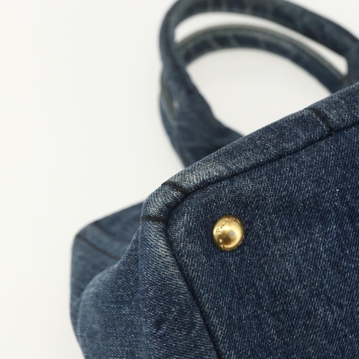 Prada Canapa Tote Denim Blue Canvas Tote Bag Bag (Pre-Owned)