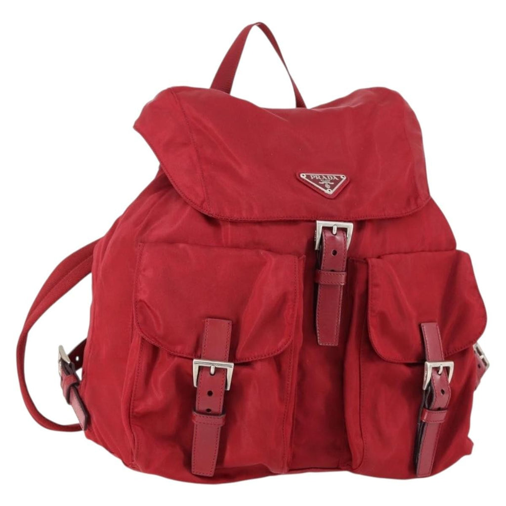 Prada Double Front Pocket Backpack Tessuto Red Nylon Backpack Bag (Pre-Owned)