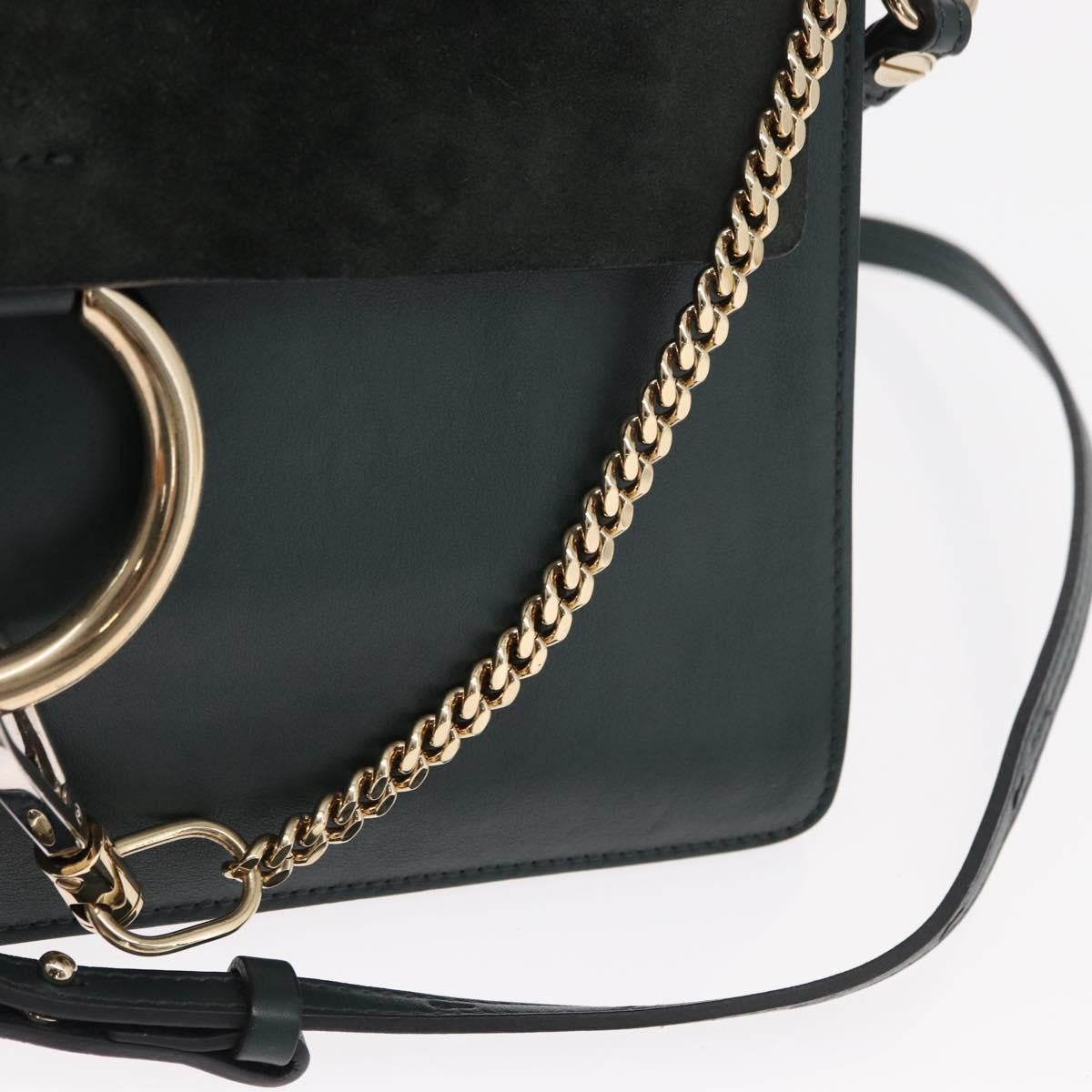 Chloe Faye Shoulder Bag Leather And Suede Khaki Suede Shoulder Bag Bag (Pre-Owned)