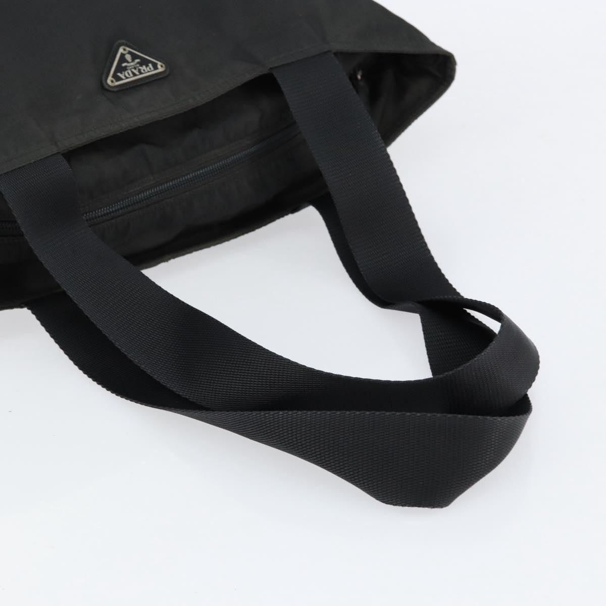 Prada Vintage Zip Tote Tessuto Black Nylon Tote Bag Bag (Pre-Owned)