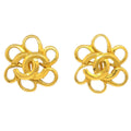 Chanel Vintage Cc Flower Clip-On Earrings Metal Gold Gold_Plated Earrings Jewelry (Pre-Owned)