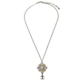 Chanel Cc Cluster Drop Pendant Necklace Metal With Crystals Silver Silver_Plated Necklace Jewelry (Pre-Owned)