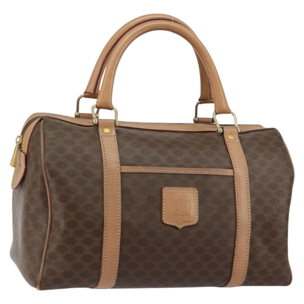 Celine Vintage Macadam Boston Bag Canvas Brown Canvas Travel Bag Bag (Pre-Owned)