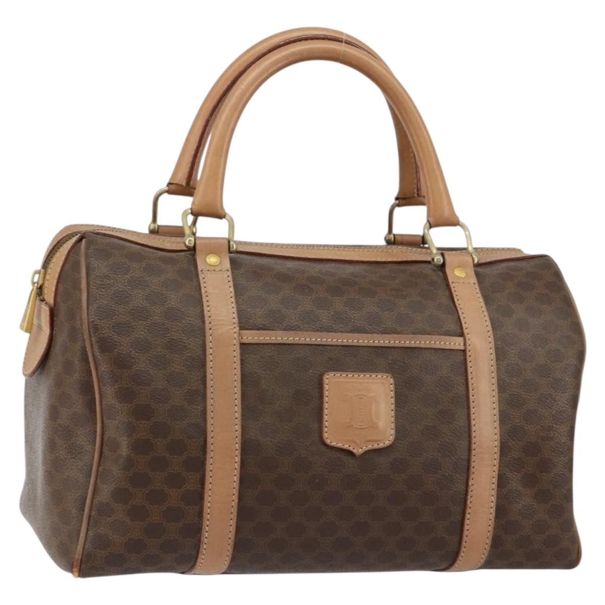 Celine Vintage Macadam Boston Bag Canvas Brown Canvas Travel Bag Bag (Pre-Owned)