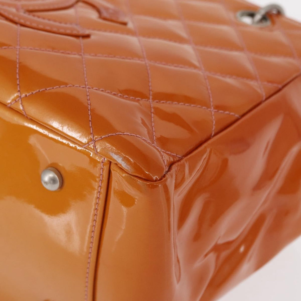 Chanel Vintage Petite Timeless Tote Quilted Patent Orange Patent_Leather Tote Bag Bag (Pre-Owned)