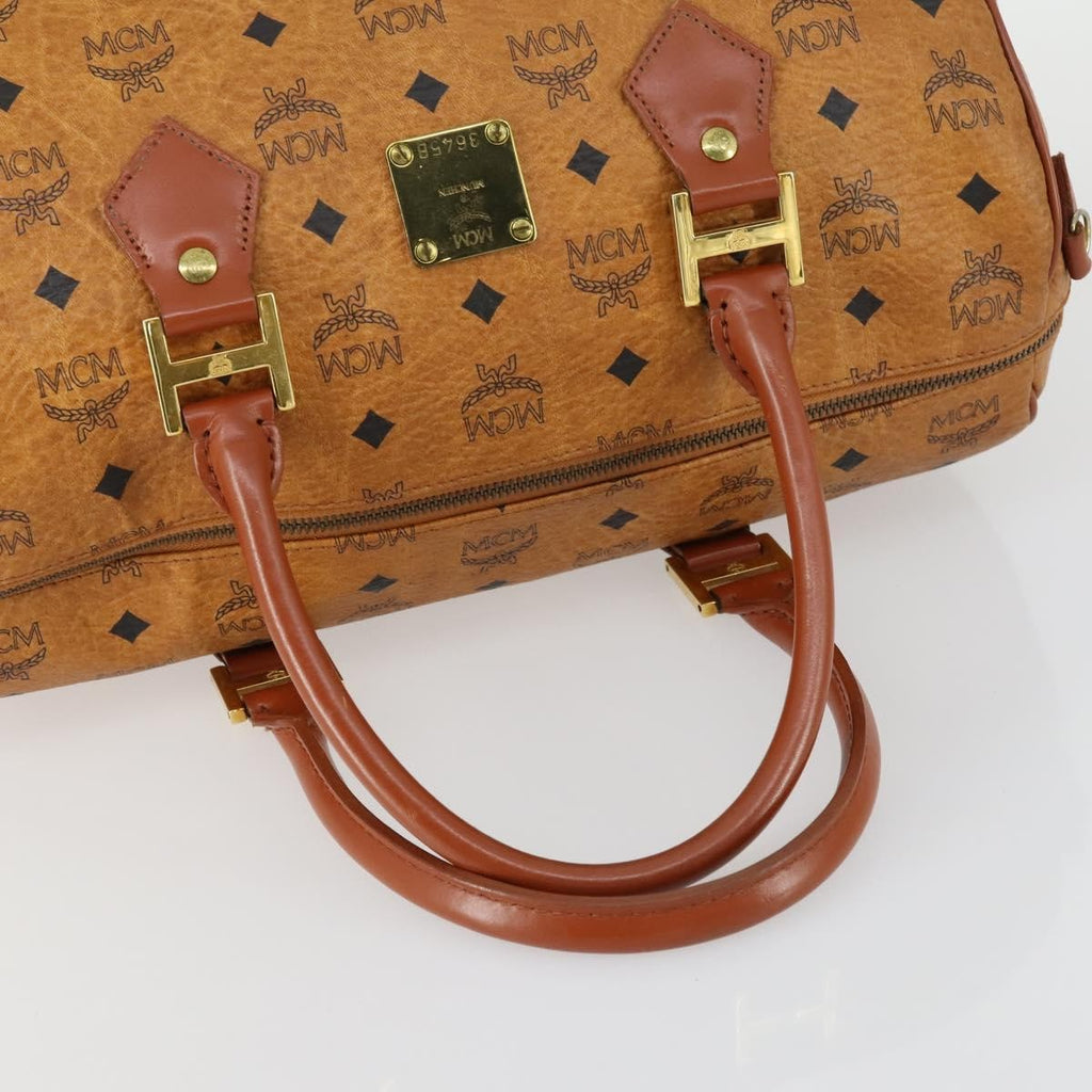MCM Visetos Logogramme Handbag Canvas And Leather Brown Canvas Travel Bag Bag (Pre-Owned)