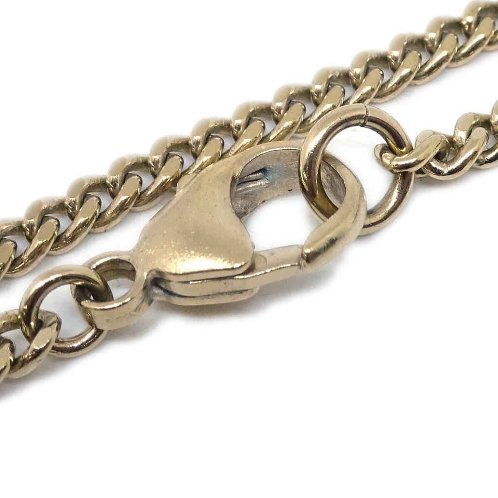 Chanel Cc Bow Chain Pendant Necklace Metal With Leather Gold Gold_Plated Necklace Jewelry (Pre-Owned)