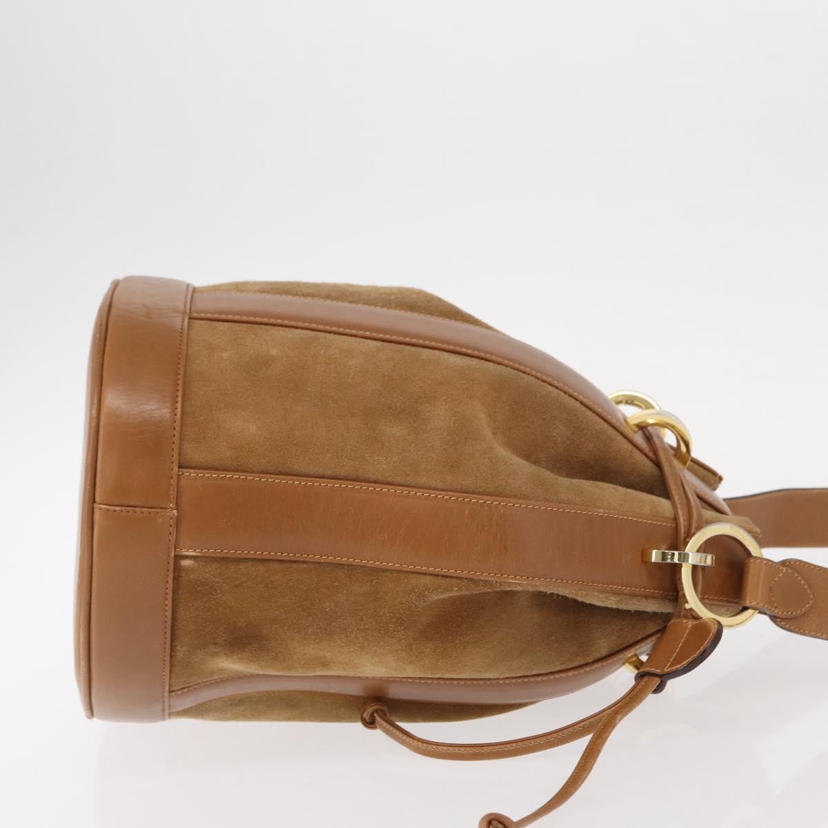 Salvatore Ferragamo Vintage Shoulder Bag Leather Beige Suede Shoulder Bag Bag (Pre-Owned)