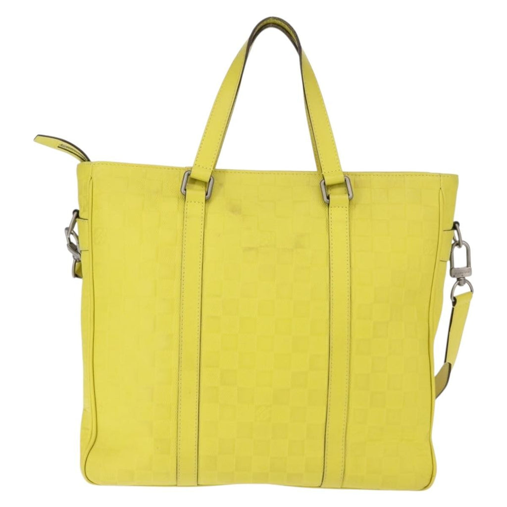 Louis Vuitton Tadao Handbag Damier Infini Leather Yellow Leather Handbag (Pre-Owned)