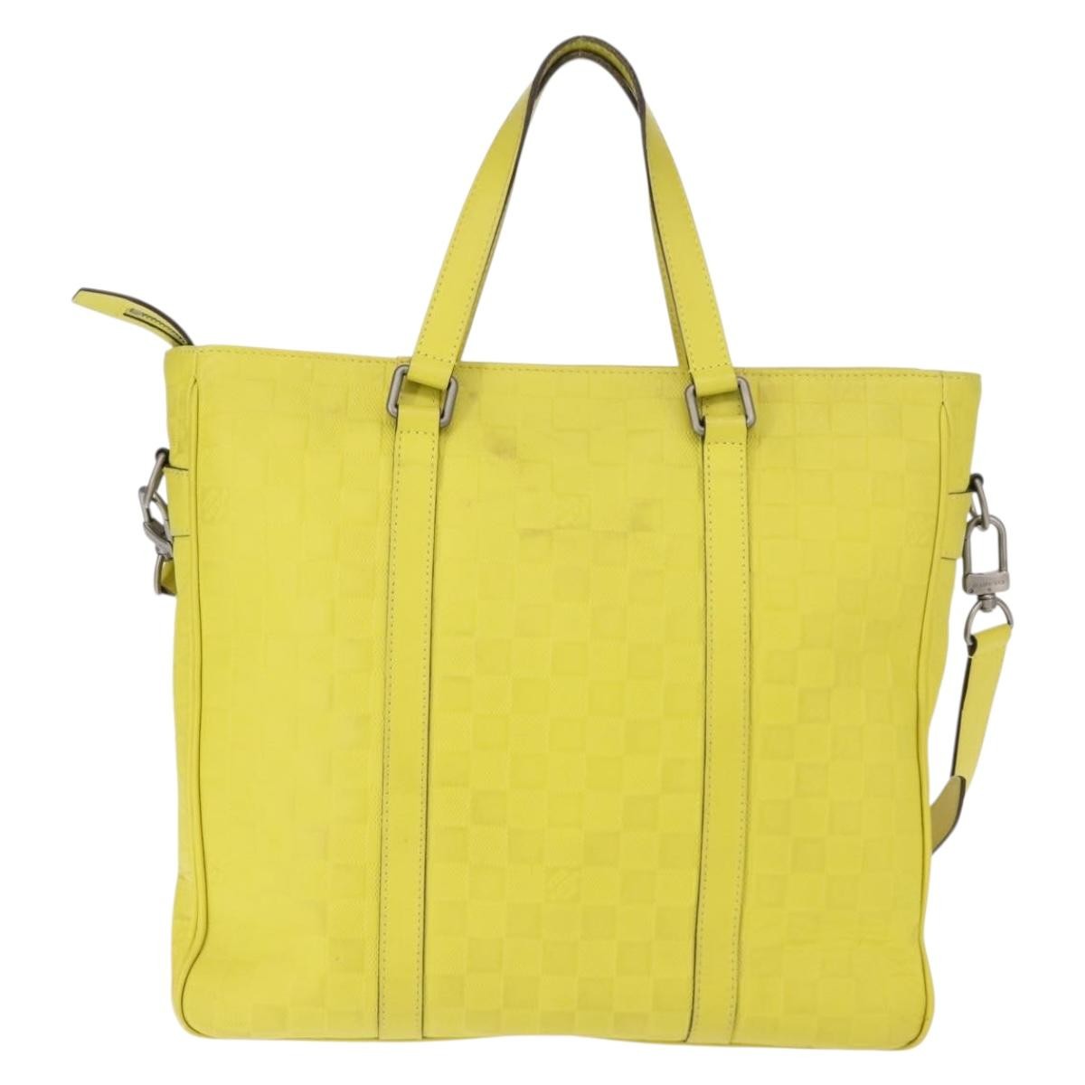 Louis Vuitton Tadao Handbag Damier Infini Leather Yellow Leather Handbag (Pre-Owned)